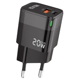 Чорний зарядний адаптер Walker WH-42 20W (1USB / 1Type-C)
