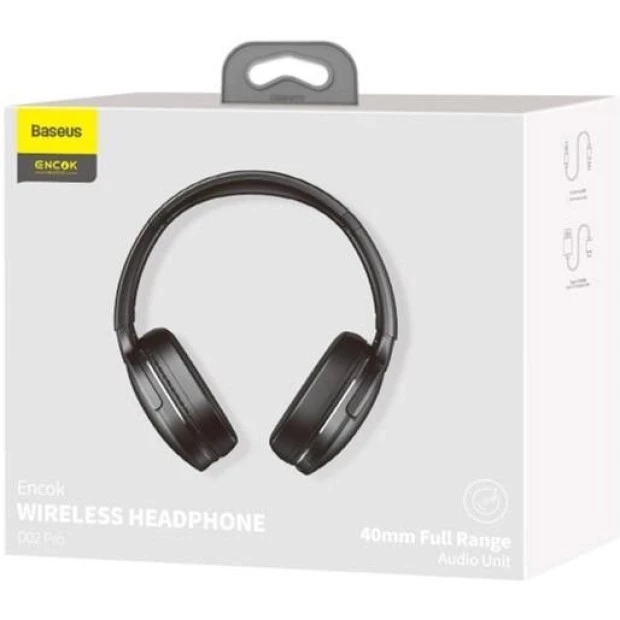 Бездротові накладні навушники-гарнітура Baseus Encok D02 Pro (Чорний)