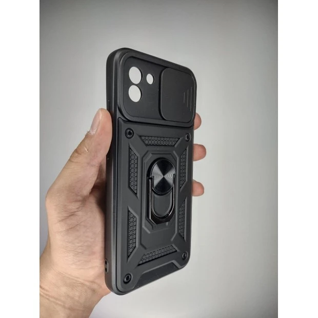 Чохол-бронь Ring Serge Armor ShutCam для Samsung Galaxy A03 (Чорний)