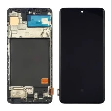 Дисплей для Samsung A515 Galaxy A51 (2020) с чёрным тачскрином и корпусной рамкой (с широким ободком