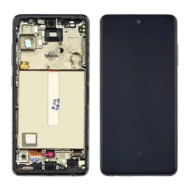 Дисплей для Samsung A525 Galaxy A52 (2020) с чёрным тачскрином и серой корпусной рамкой (с широким о