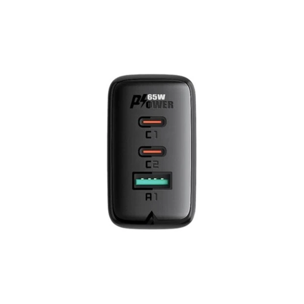СЗУ-адаптер Acefast A13 65W PD QC 1USB / 2Type-C 3.25A + Type-C-кабель 1.2m (Чёрный)