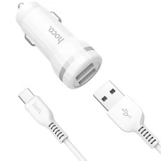 АЗУ-адаптер Hoco Z27 Staunch 2USB 2.4A + Type-C-кабель (Белый)