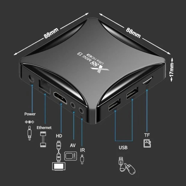 Розумна ТВ приставка X88 mini 2 / 16Gb 4K Android 11 (Чорний)
