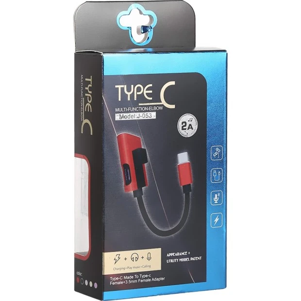 Переходник J-053 USB Type-C to AUX 3.5mm (Чёрный)