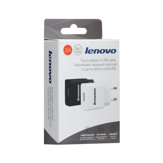 СЗУ-адаптер Lenovo YJ-06 2A + MicroUSB-кабель (Чёрный)
