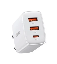 СЗУ-адаптер Baseus Compact 30W QC + PD (2USB / 1Type-C) (Белый) CCXJ-E02