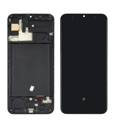 Дисплей для Samsung A307 Galaxy A30S (2019) с чёрным тачскрином и корпусной рамк..