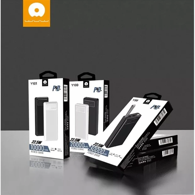 PowerBank WUW Y101 10000mAh PD+QC 3.0 22.5W LCD (Black)