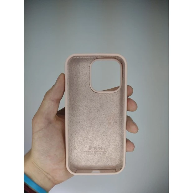 Оригінальний круглий силіконовий чохол для Apple iPhone 14 Plus (08) рожевий пісок