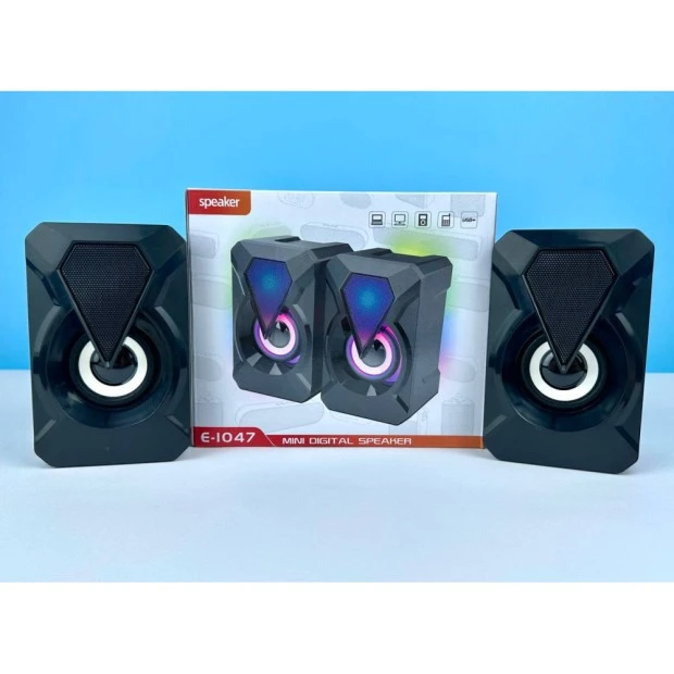 Акустика компьютерная Speaker E-1047 LED (Чёрный)