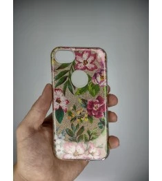 Силіконова накладка Glitter для Apple iPhone 7  /  8  /  SE (2020) (Золоті Квіти..