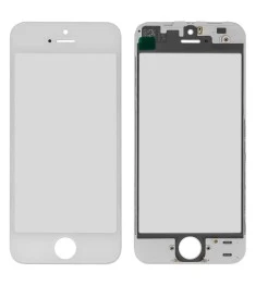 Стекло дисплея Apple iPhone 5s White + Frame + OCA (AAA)