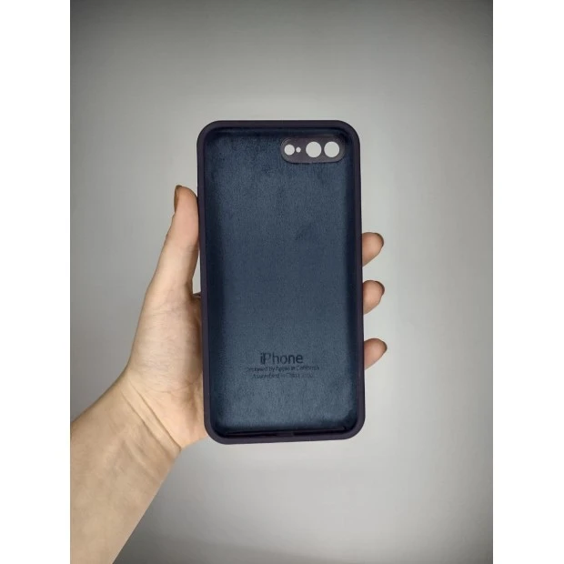 Силіконовий чохол Original Square RoundCam для Apple iPhone 7 Plus  /  8 Plus (72) Відтінок баклажан.