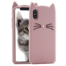 Силиконовый чехол Kitty Case Apple iPhone X / XS (розовый)