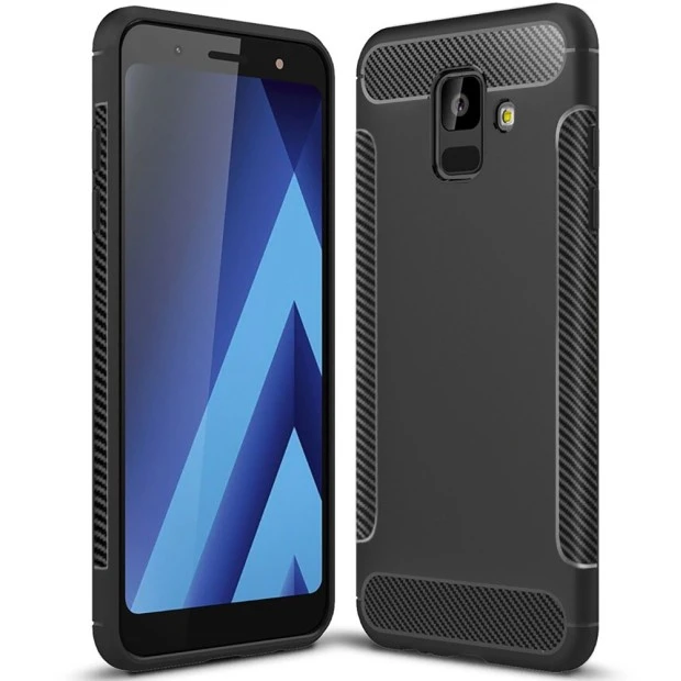 Силіконовий чохол Soft Carbon для Samsung Galaxy A6 (2018) A600 (Чорний)