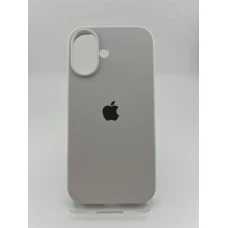 Оригінальний силіконовий круглий чохол для Apple iPhone 16 (41), білий, жорсткий.