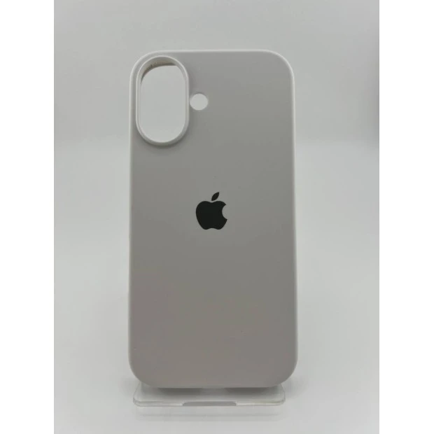 Оригінальний силіконовий круглий чохол для Apple iPhone 16 (41), білий, жорсткий.