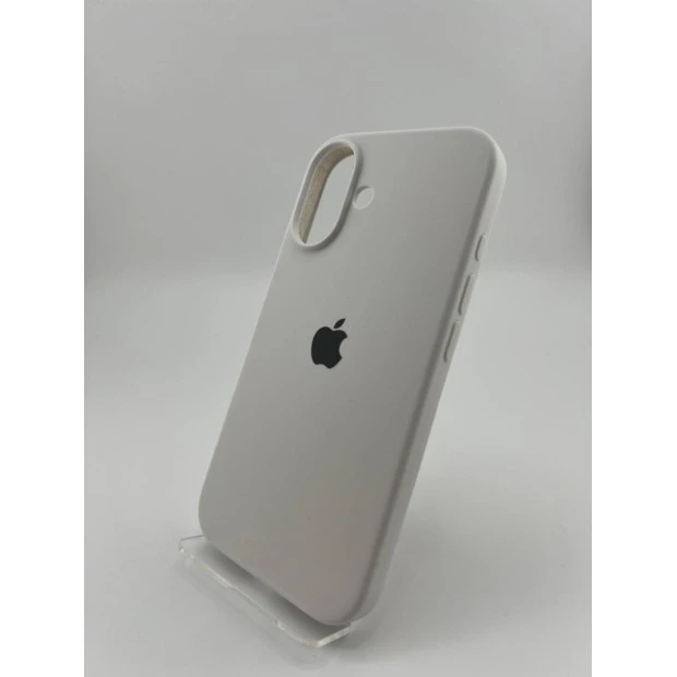 Оригінальний силіконовий круглий чохол для Apple iPhone 16 (41), білий, жорсткий.