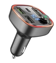 FM-модулятор Borofone BС48 Eminency + 2USB  /  1Type-C QC (Чорний)