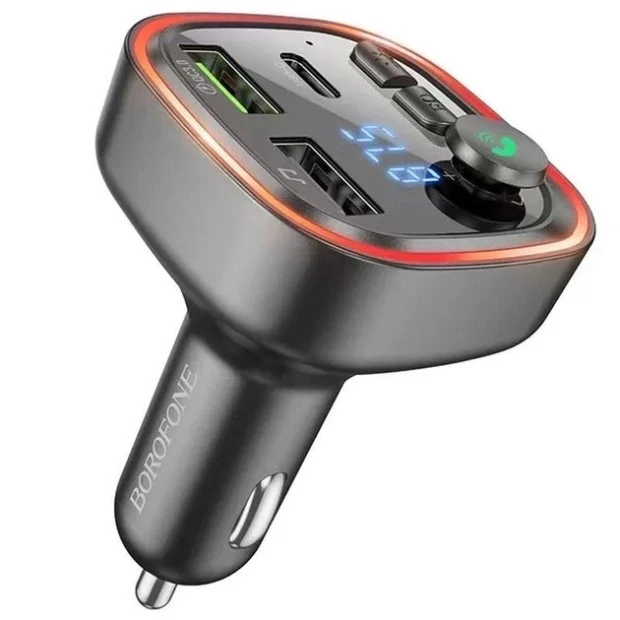FM-модулятор Borofone BС48 Eminency + 2USB  /  1Type-C QC (Чорний)