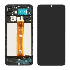 Дисплей для Samsung A127F Galaxy A12S (2021) с чёрным тачскрином и корпусной рамкой