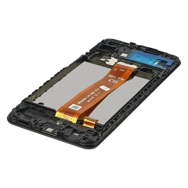 Дисплей для Samsung A127F Galaxy A12S (2021) с чёрным тачскрином и корпусной рамкой