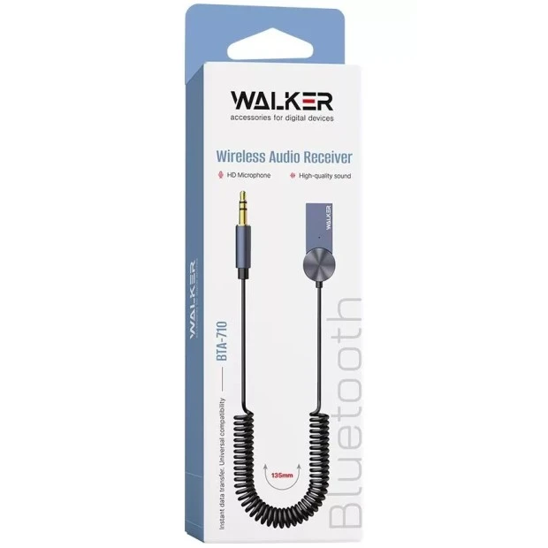 USB адаптер Bluetooth приймач Walker BTA-710 USB3.0 - 3.5 мм (Чорний)