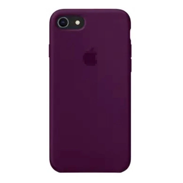 Силіконовий оригінальний чохол круглої форми для Apple iPhone 7  /  8  /  SE (2020) баклажанового кольору.