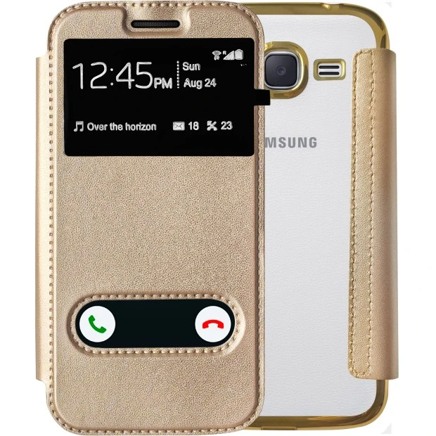 Чехол-книжка View Cover Shine Samsung Galaxy J2 (2016) J200 (Золотой)