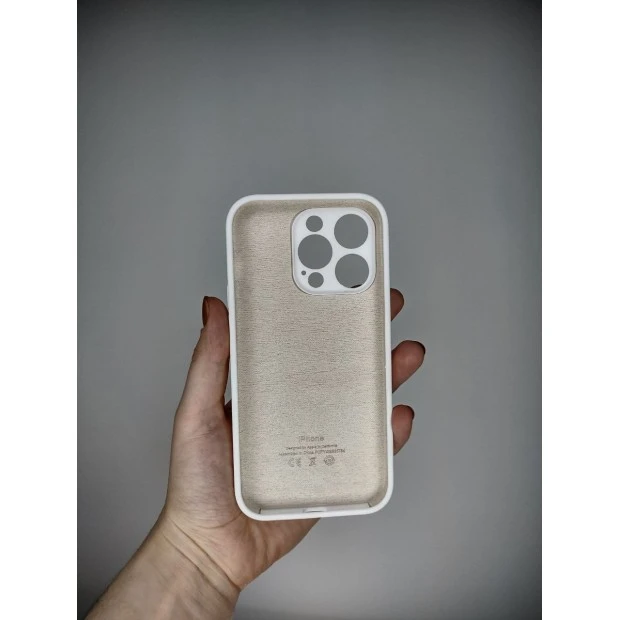 Оригінальний силіконовий чохол RoundCam для Apple iPhone 14 Pro (06) білого кольору.