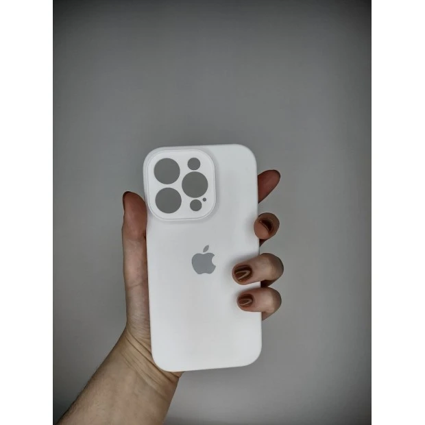 Оригінальний силіконовий чохол RoundCam для Apple iPhone 14 Pro (06) білого кольору.