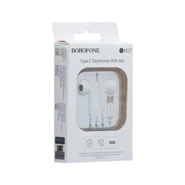 Wired earphones-headset Borofone BM27 (Type-C) (White)