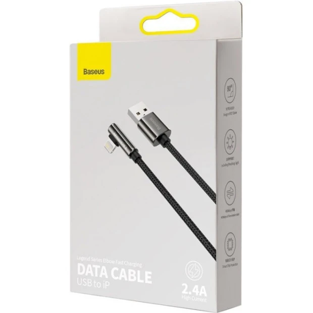 USB-кабель Baseus Legend Series Elbow 2.4A (1м) (Lightning) (Чорний) CALCS-01