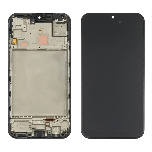 Дисплей для Samsung M156B Galaxy M15 (2024) с чёрным тачскрином и корпусной рамкой (с широким ободко