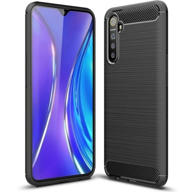 Силикон Polished Carbon Realme 6 (Чёрный)