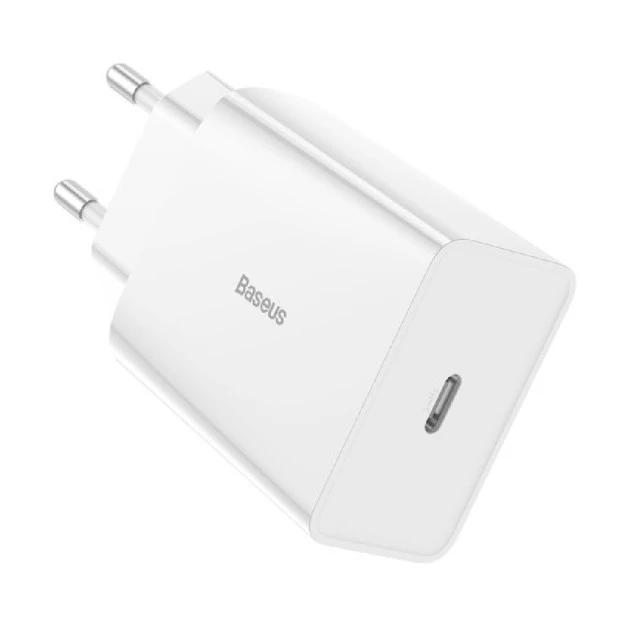 Білий зарядний пристрій Baseus Speed Mini Quick Charger 20W PD FU (1 Type-C) CCFS-SN02