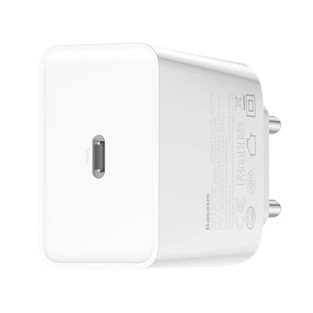 Білий зарядний пристрій Baseus Speed Mini Quick Charger 20W PD FU (1 Type-C) CCFS-SN02