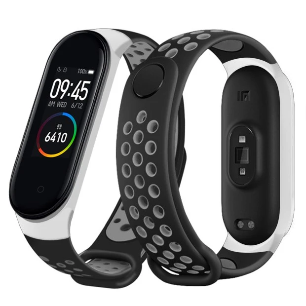 Ремешок Sport Xiaomi Mi Band 3 / Mi Band 4 (Чёрно-серый)