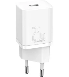 Baseus Super Si 25W PD QC EU Charger Adapter (1 Type-C) (White) CCSP020102