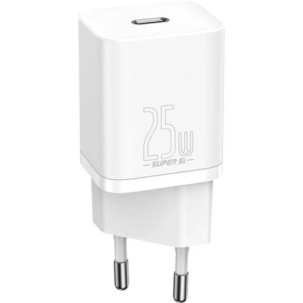СЗУ-адаптер Baseus Super Si 25W PD QC EU (1Type-C) (Белый) CCSP020102
