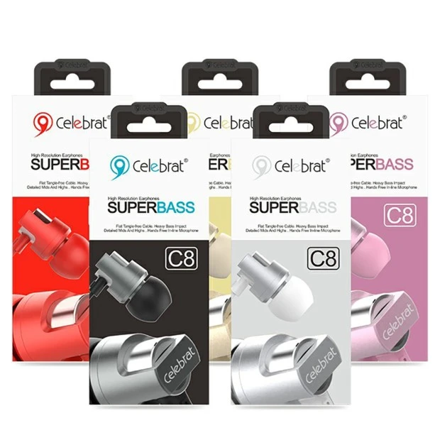 Wired in-ear headphones with microphone Celebrat C8 (Rose Gold)