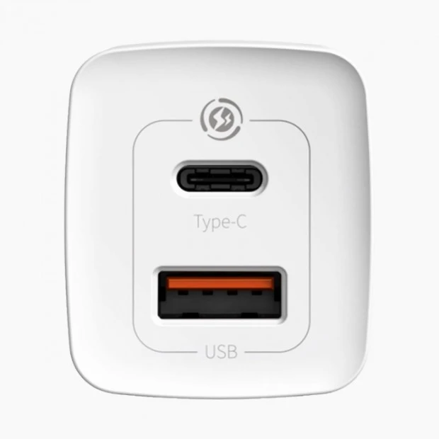 СЗУ-адаптер Baseus GaN2 Lite 65W (1USB / 1Type-C) (Белый) CCGAN2L-B02