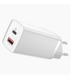 СЗУ-адаптер Baseus GaN2 Lite 65W (1USB / 1Type-C) (Белый) CCGAN2L-B02
