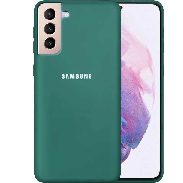 Силіконовий Original 360 Чохол Лого для Samsung Galaxy S21 Plus (Темно-зелений)