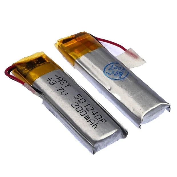 Аккумулятор 501240P универсальный с контроллером, 5 х 12 х 44 мм (200 mAh)/ для кейсов наушников, Bl