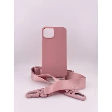 Чехол Silicone Case Shoulder Strap Apple iPhone 13 (Pink Sand)