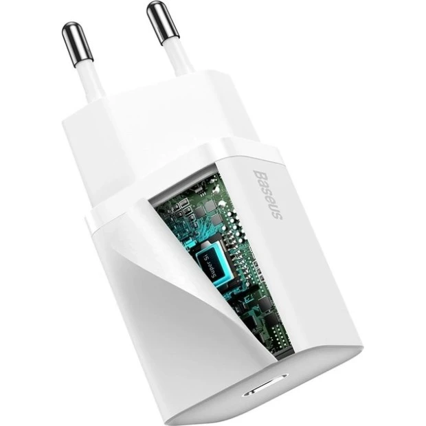 СЗУ-адаптер Baseus Super Si Quick Charger 20W PD QC EU Type-C (Белый) CCSUP-B02