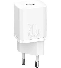 СЗУ-адаптер Baseus Super Si Quick Charger 20W PD QC EU Type-C (Белый) CCSUP-B02