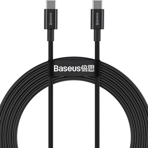 USB-кабель Baseus Superior 100W (2м) (Type-C to Type-C) (Чорний) CATYS-C01
